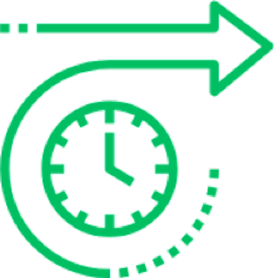 A clock with an arrow around it
