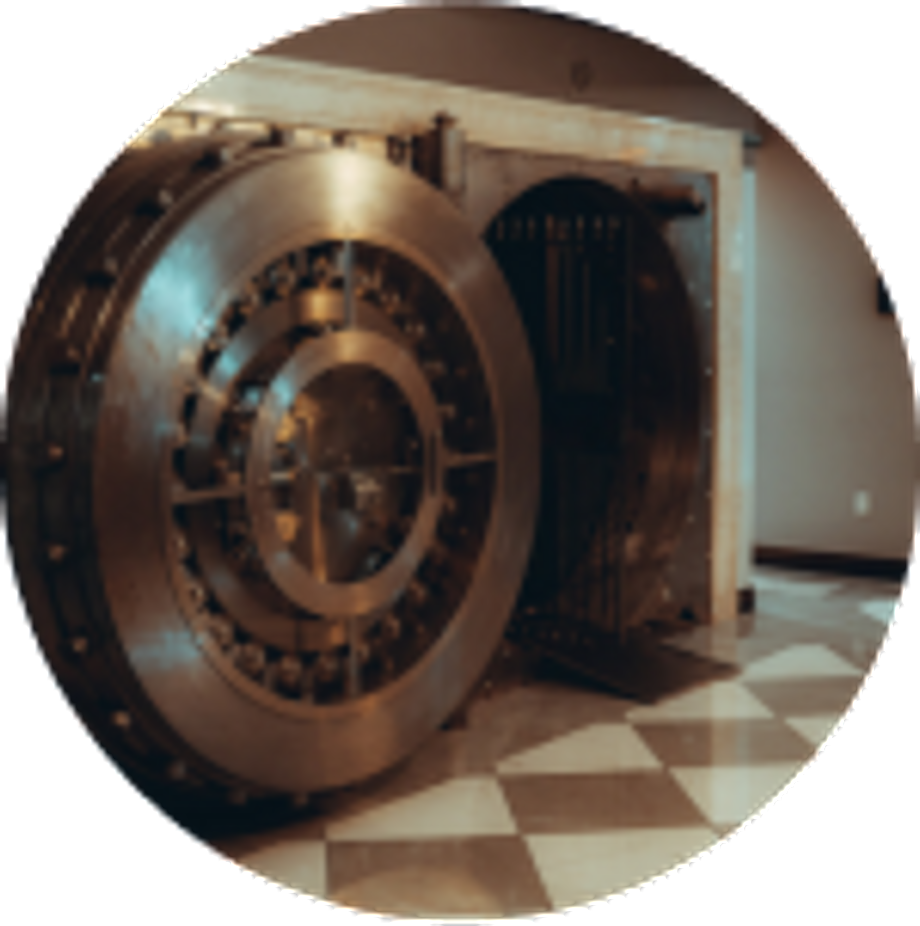 Bank vault with open door