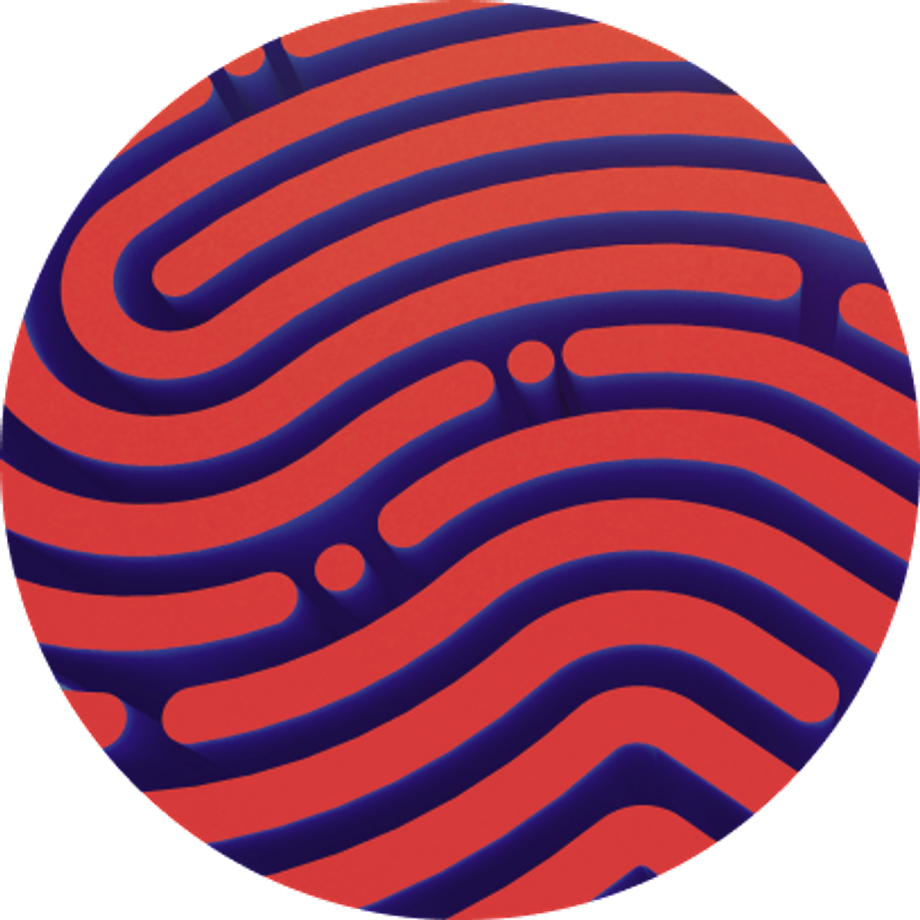 A red and blue fingerprint