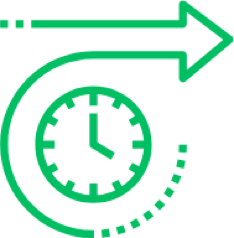 A clock with an arrow around it