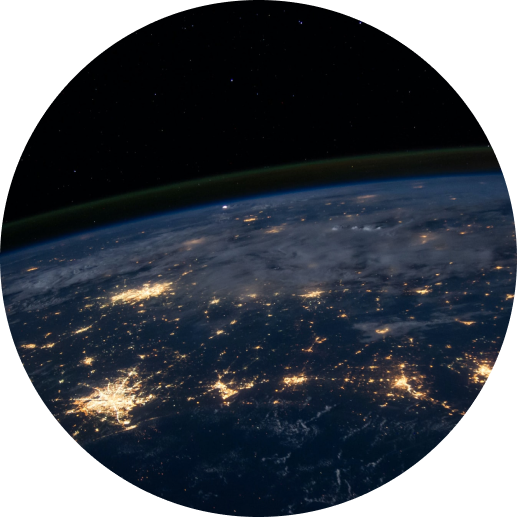 Image of the planet Earth seen from the universe with some cities glowing