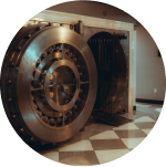 Bank vault with open door