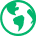 A flat green icon of the planet Earth